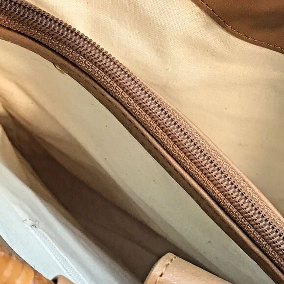 Fossil Hibiscus Boat Double Bamboo Handle Bag Floral Purse 75082 Key Charm - Picture 9 of 11